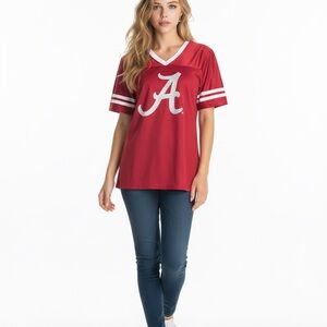 Colosseum Red V-Neck Jersey with White Accents